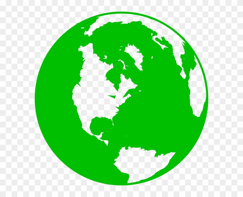 Green stylized globe icon showing Americas, Europe, and Africa on transparent background.