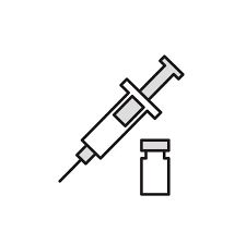 Medical syringe and vial icon representing vaccination or injection therapy.