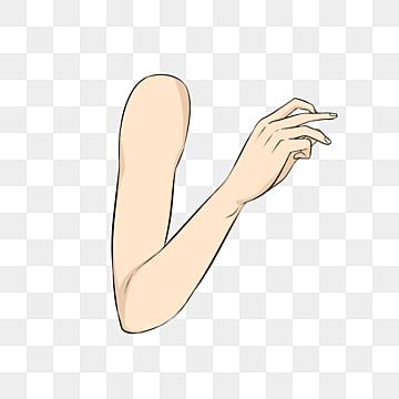 Illustrated human arm and hand pointing with index finger, clean vector-style drawing on transparent background.