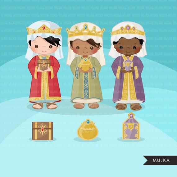 Three Wise Men Clip Art - Nativity Scene Illustration for Christmas Projects