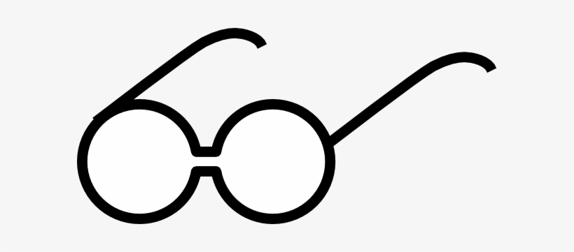 Simple black line drawing of round-framed eyeglasses with curved temple arms on white background.