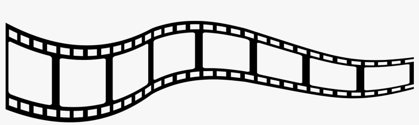Black-and-white wavy film strip with six blank frames and perforated edges, symbolizing cinema or video media.