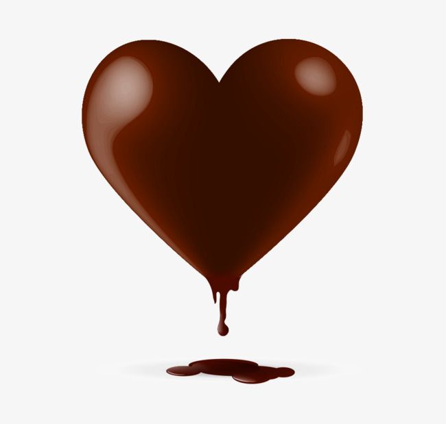 Glossy chocolate heart melting into a puddle on white background