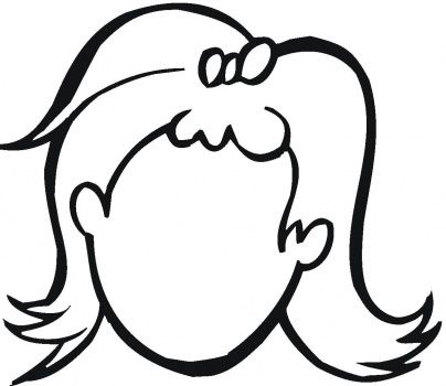 Girl with Bow Hairline - Free Line Art Illustration
