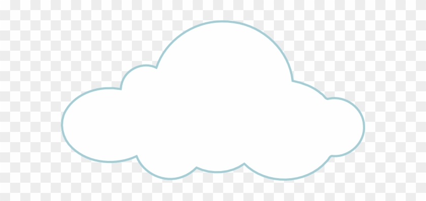Simple white cloud with light blue outline on transparent background