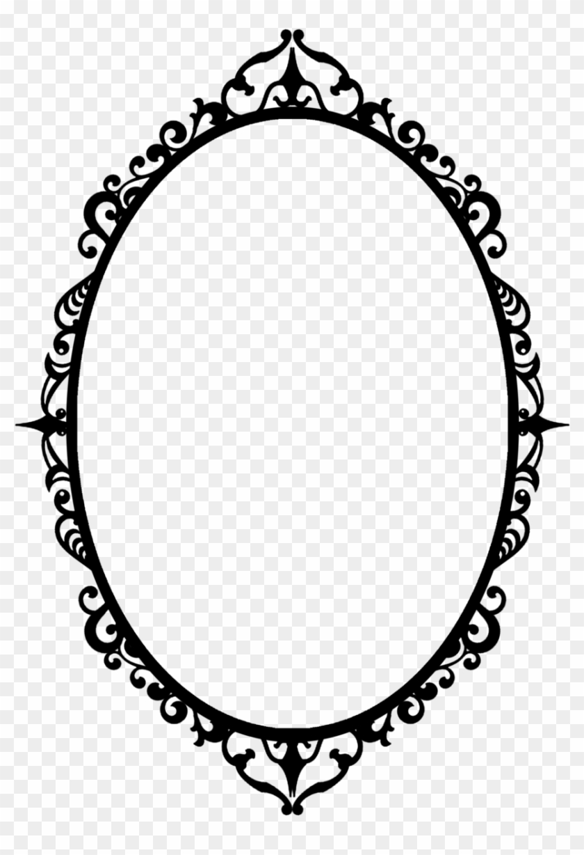 Elegant black ornate oval frame with Baroque-style scrollwork and pointed finials on transparent background.