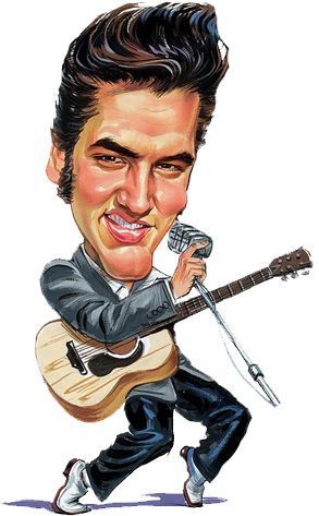 Elvis Presley Caricature - Iconic Rock ‘n’ Roll Legend in Animated Style
