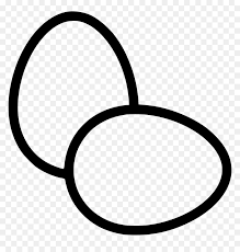 Two simple black-outline eggs overlapping on a transparent background, minimalist vector illustration.