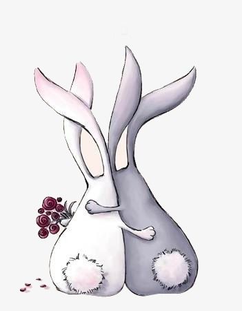 Loving Rabbit Illustration - Romantic Animal Art for Greetings & Decor