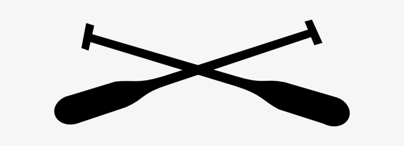 Two black crossed oars on a white background, symbolizing rowing or water sports.