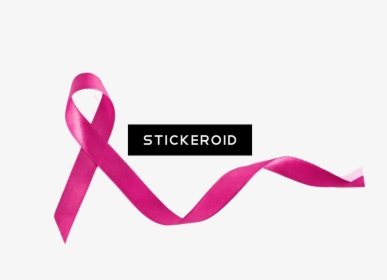 Pink ribbon symbol for breast cancer awareness with "STICKEROID" label overlay.