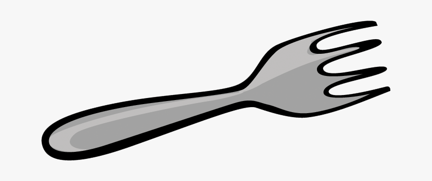 Simple grayscale illustration of a four-tined fork with black outline and gradient shading.