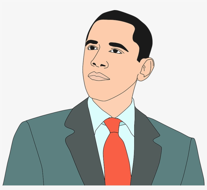 Illustrated portrait of a man in a teal suit, light blue shirt, and red tie, looking upward with a thoughtful expression.