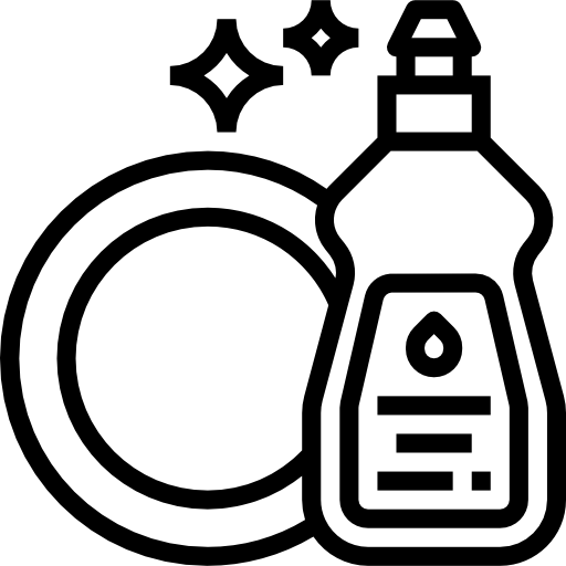 Chemistry lab icon featuring a round-bottom flask, Erlenmeyer flask with liquid drop, and sparkling effects.
