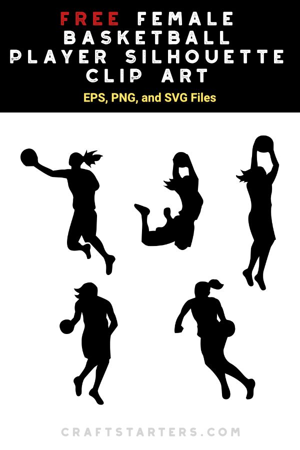 Free Female Basketball Player Silhouette Clip Art (EPS, PNG, SVG)