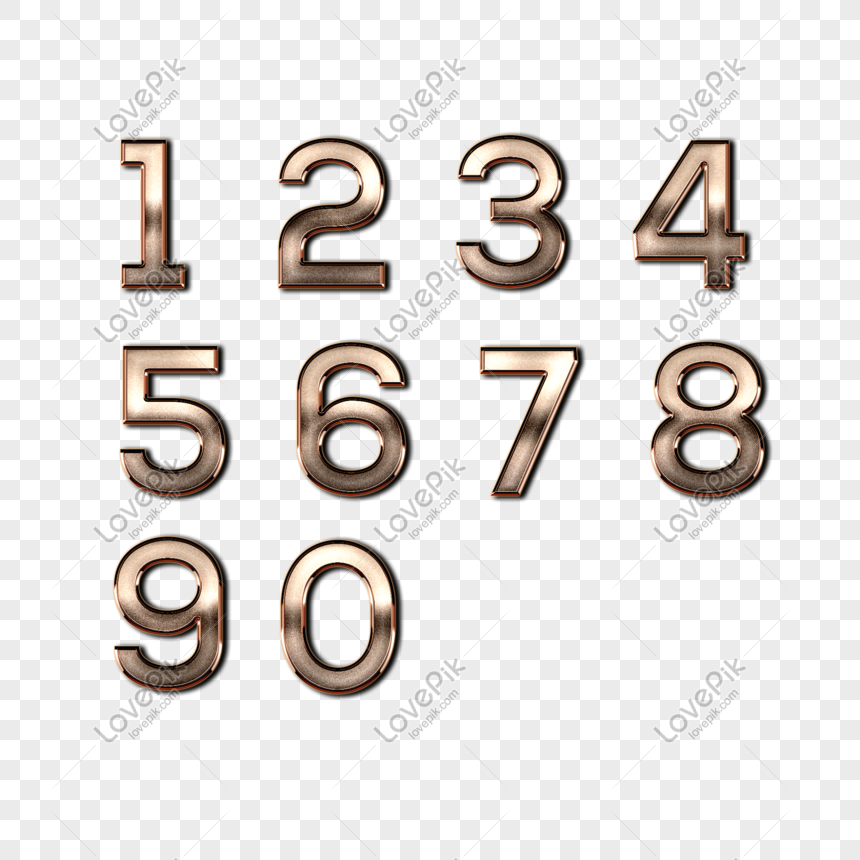 Metallic Bronze Number Font - High-Quality 3D Numerals for Design Projects