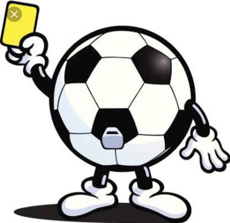 Cartoon soccer ball character holding a yellow card, symbolizing a referee's warning in football.