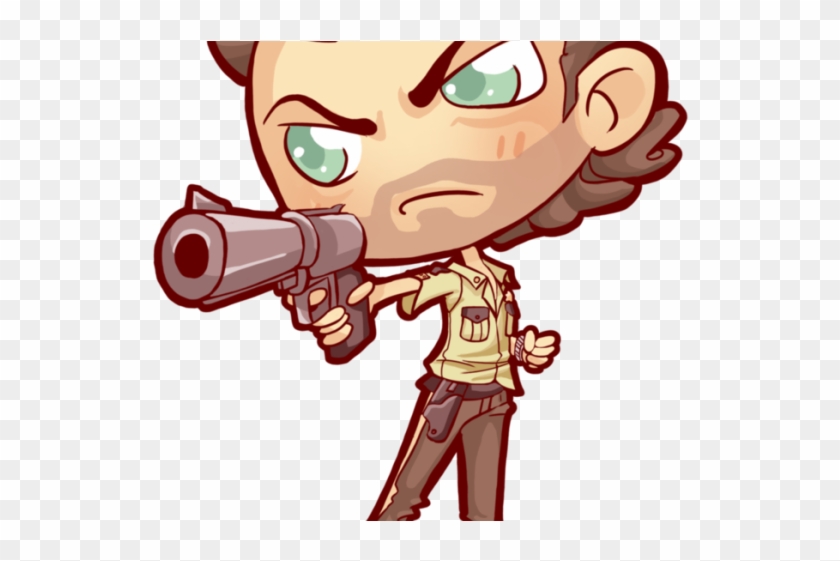 Chibi Sheriff Character Holding Revolver - Free PNG Clipart