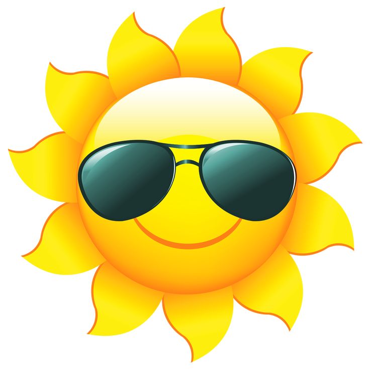 Cheerful yellow sun wearing black aviator sunglasses with a smiling face and bright petals.