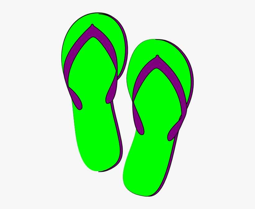 Green Flip-Flops with Purple Straps - Summer Footwear Illustration