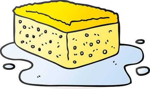 Yellow Sponge Illustration - Cleaning Tool Visual for Web Content