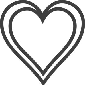 Double-lined heart outline icon in black on white background, symbolizing love, care, or favorites.