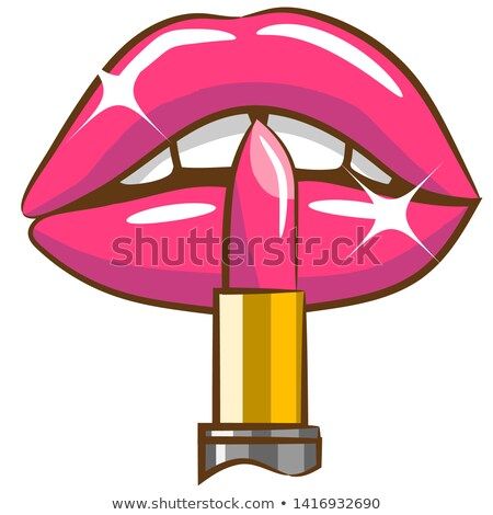Lipstick Illustration - Bold Pink Lips & Makeup Icon