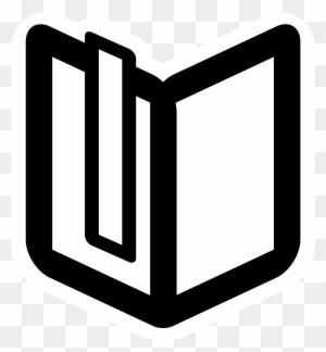 Black outline icon of an open book with visible pages, symbolizing reading, learning, or documentation.