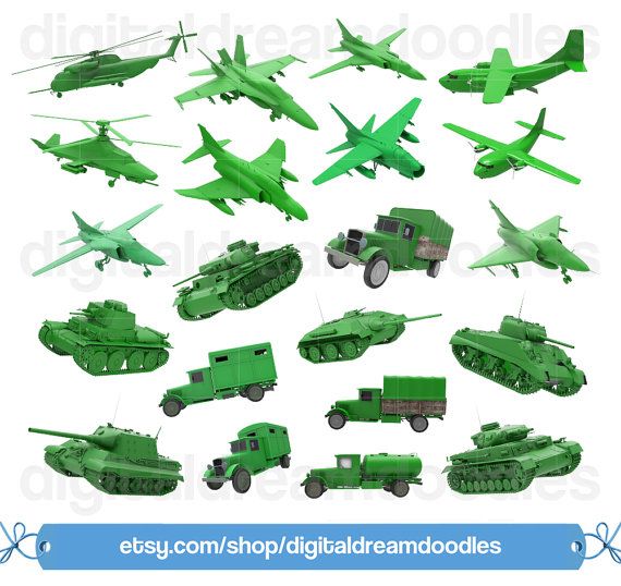 Green Military Vehicles & Aircraft Clipart - Digital Doodles Shop