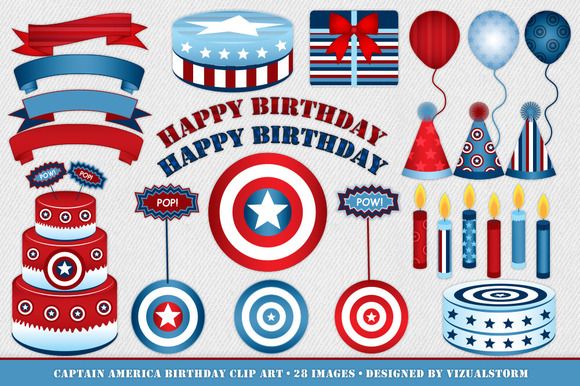 Captain America Birthday Clip Art - 28 Premium Vector Images
