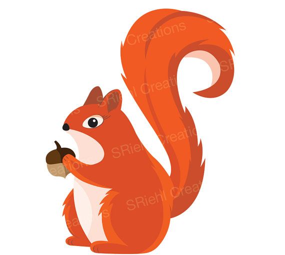 Cute Red Squirrel Holding Acorn - Free Illustration Download