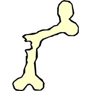 Simple yellow cartoon-style bone illustration with black outline on white background.