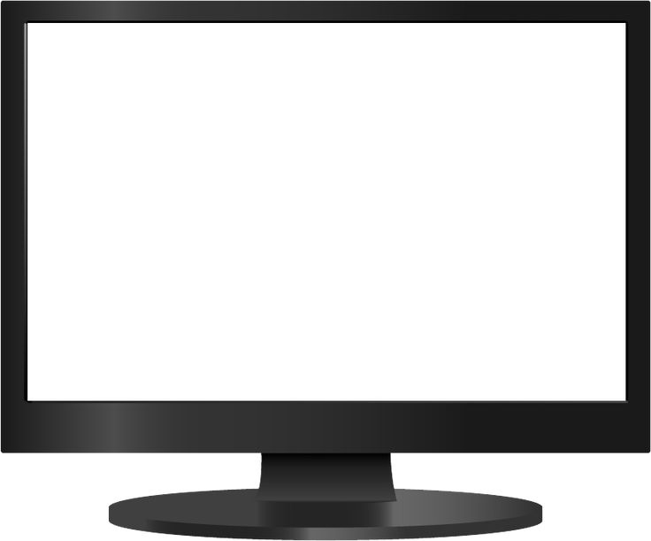 Black widescreen computer monitor with blank white display and circular base stand.