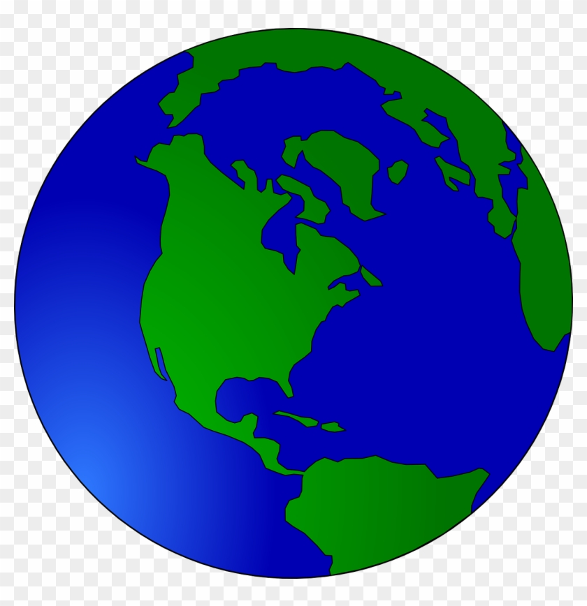 Simplified illustration of Earth showing North and South America in green against blue oceans.