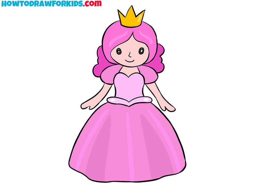 How to draw easy Princess in a beautiful Dress | Easy drawing and Coloring  for Kids & Toddlers - YouTube
