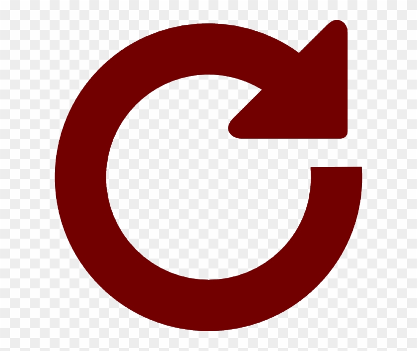 Red circular arrow icon indicating refresh, reload, or repeat action on a transparent background.