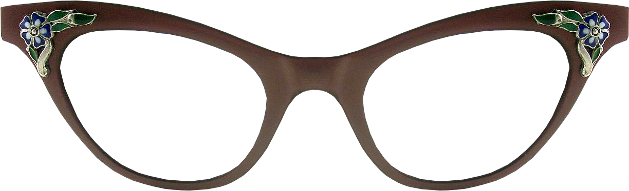Elegant Vintage Cat-Eye Glasses with Enamel Floral Detailing