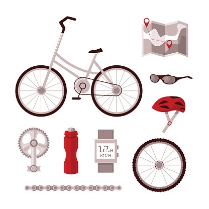 Essential Cycling Gear Icons - Bicycle Accessories & Equipment Set