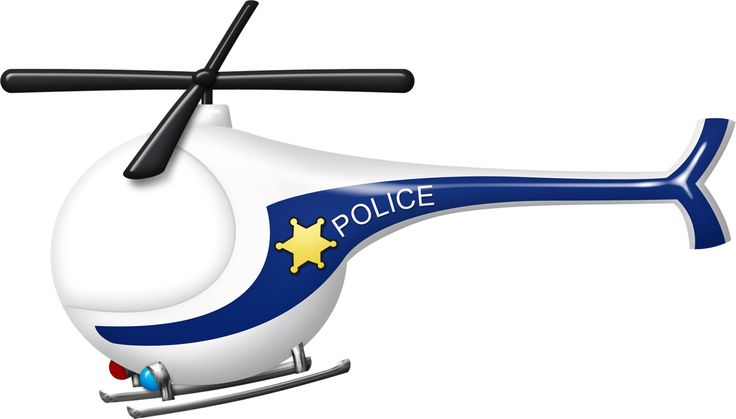 White and blue police helicopter with star badge and "POLICE" text on side, cartoon-style illustration.