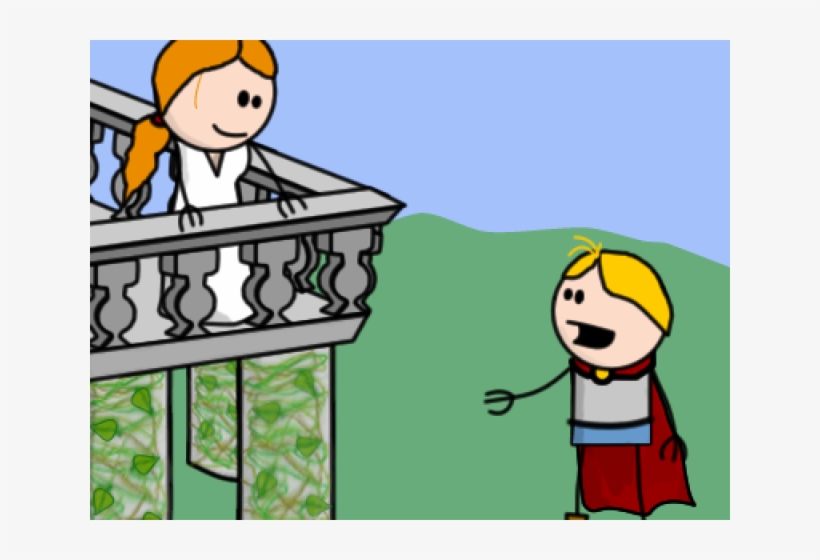 Knight and Maiden Cartoon Illustration - Classic Romance Scene