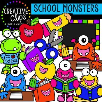 School Monsters Clipart - Fun Educational Illustrations for Teachers & Designers