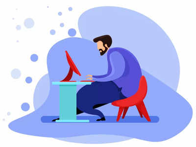 Remote Work & Digital Productivity Illustration | Modern Office Concept