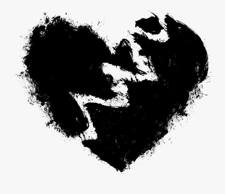 Broken Heart Ink Art - Expressive Black-and-White Illustration