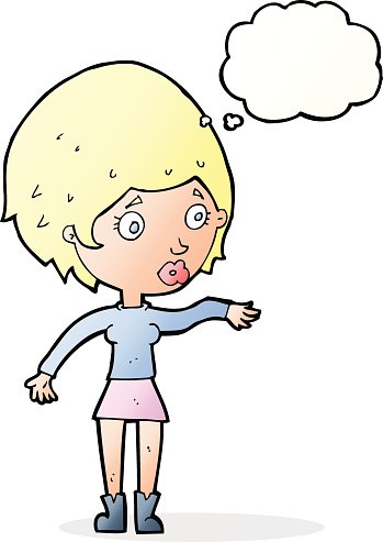 Surprised Cartoon Girl Pointing - Free Illustration for Web & Print