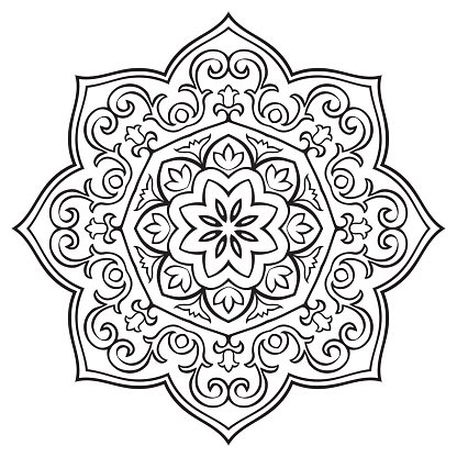 Printable Mandala Coloring Page - Ornate Floral & Scrollwork Design