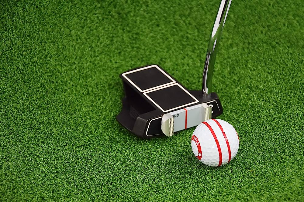 Precision Putter and Golf Ball Setup on Artificial Turf | Golf Training Aid