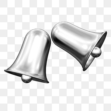Set Of Two Realistic Silver Bell With A Handle Stock Clipart