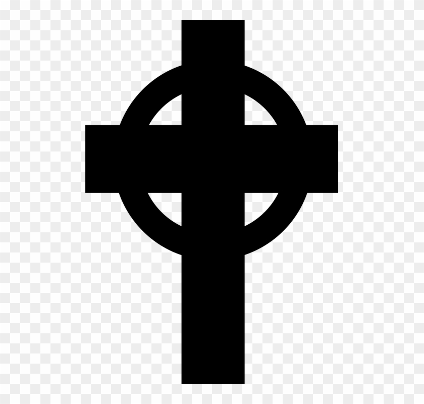 Black Celtic cross with circular ring, symbolizing early Christian Irish and Scottish heritage.