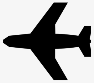 Black silhouette of a commercial jet airplane viewed from above on a light gray background.