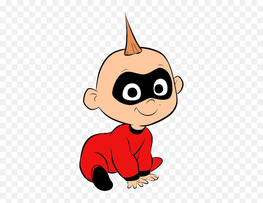 Jack-Jack Parr from The Incredibles, a baby superhero in red suit with black mask and signature spiky hair.